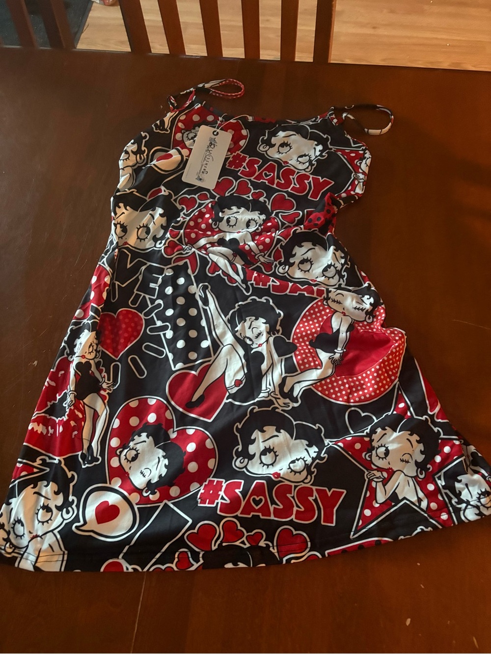FLeischer Studios Betty Boop Graphic Slip Dress - Black, Red, White